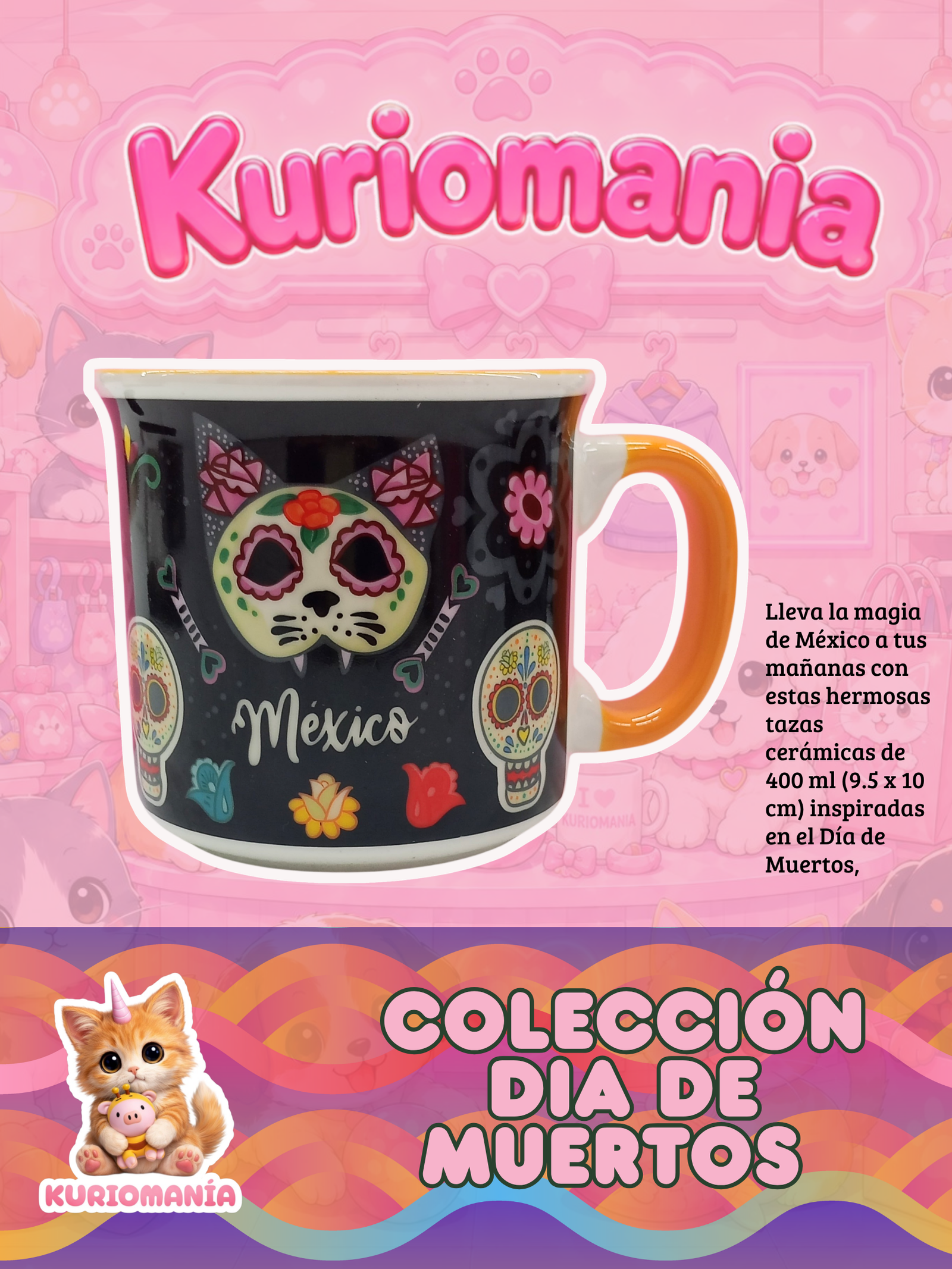 Taza Gato Día de Muertos