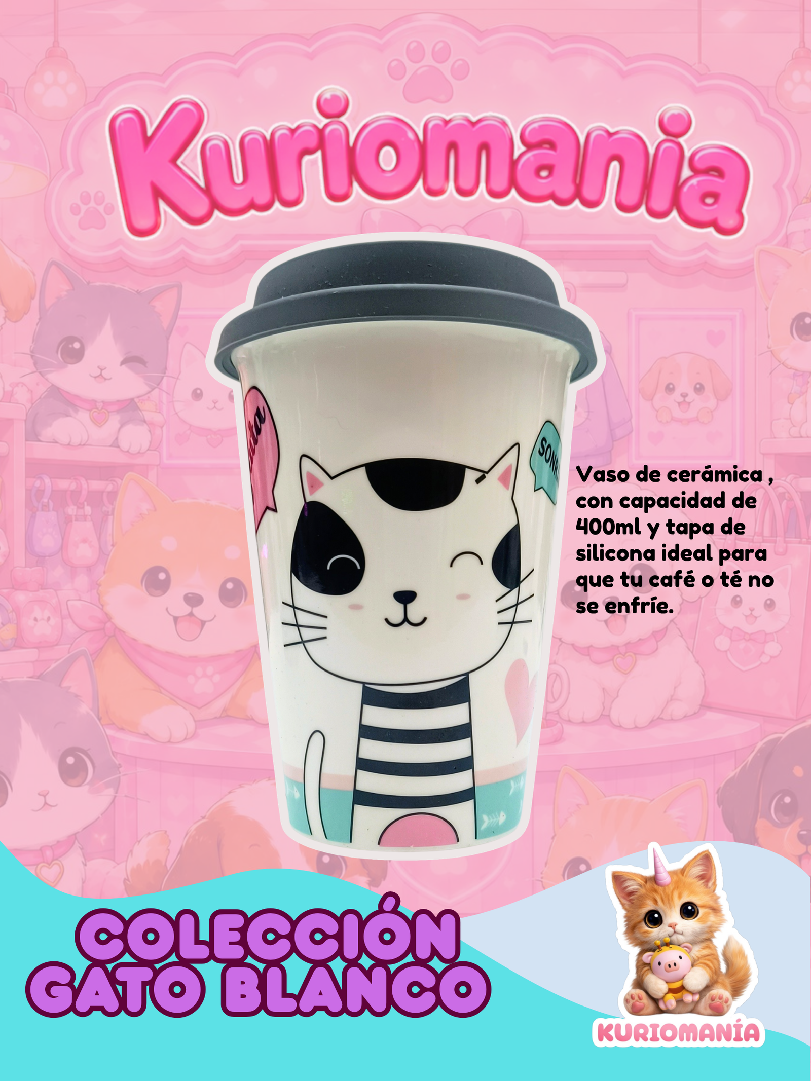 Vaso Gato Blanco