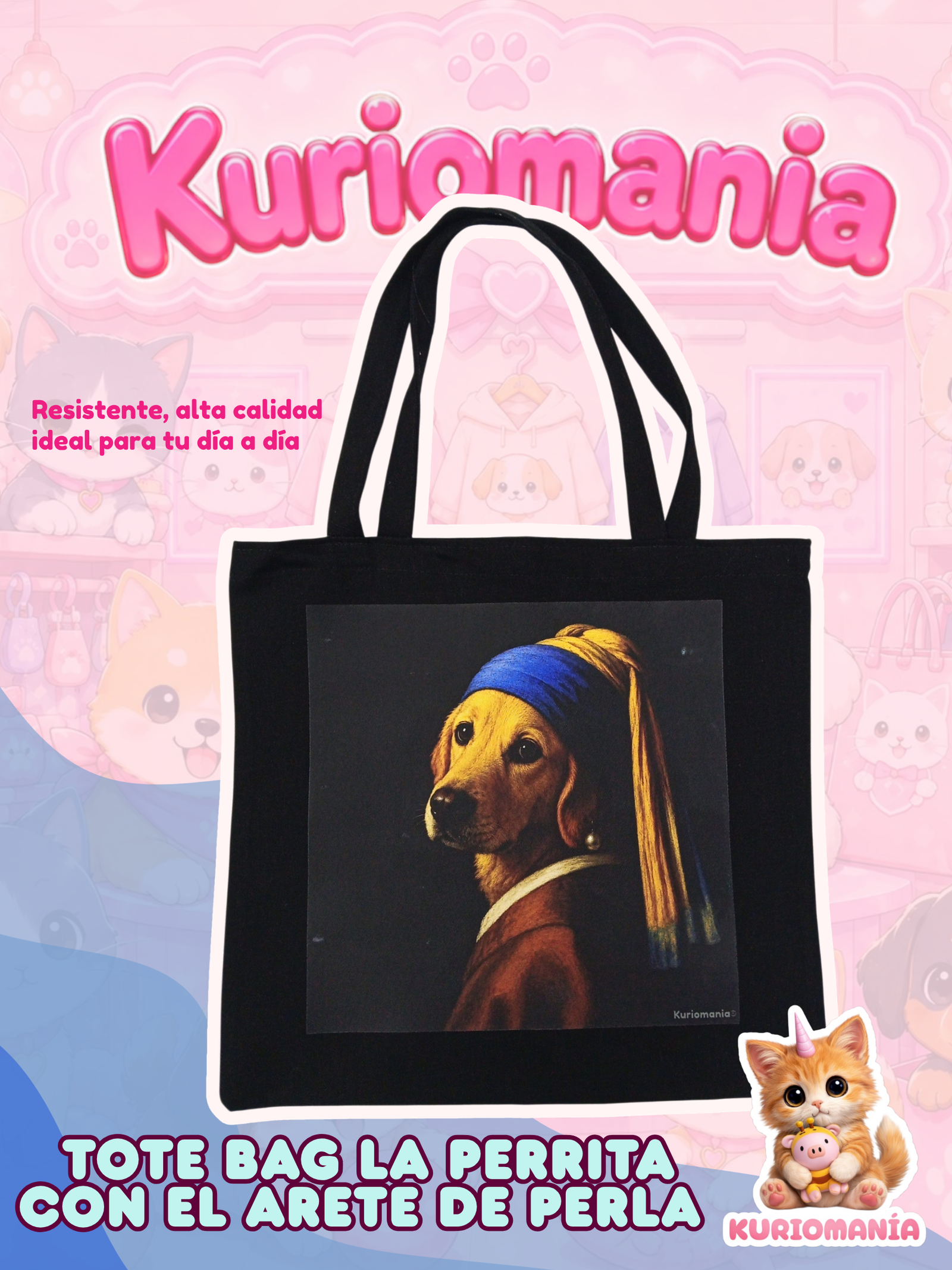 Tote Bag La Perrita con el Arete de Perla