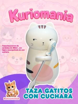Taza Azucarera de Gatito con Cuchara