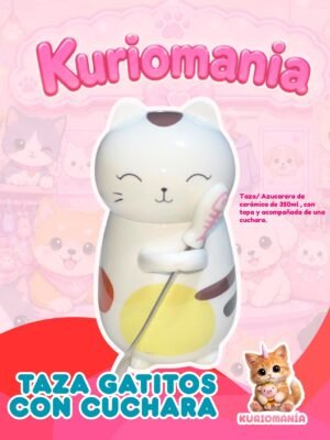 Taza Azucarera de Gatito con Cuchara