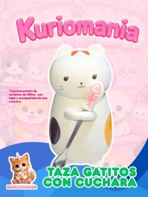 Taza Azucarera de Gatito con Cuchara